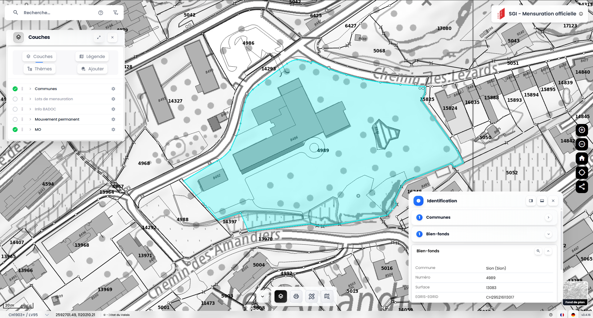 écran d’accueil du géoportail ccgeo