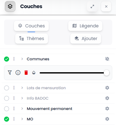 paramètres des couches