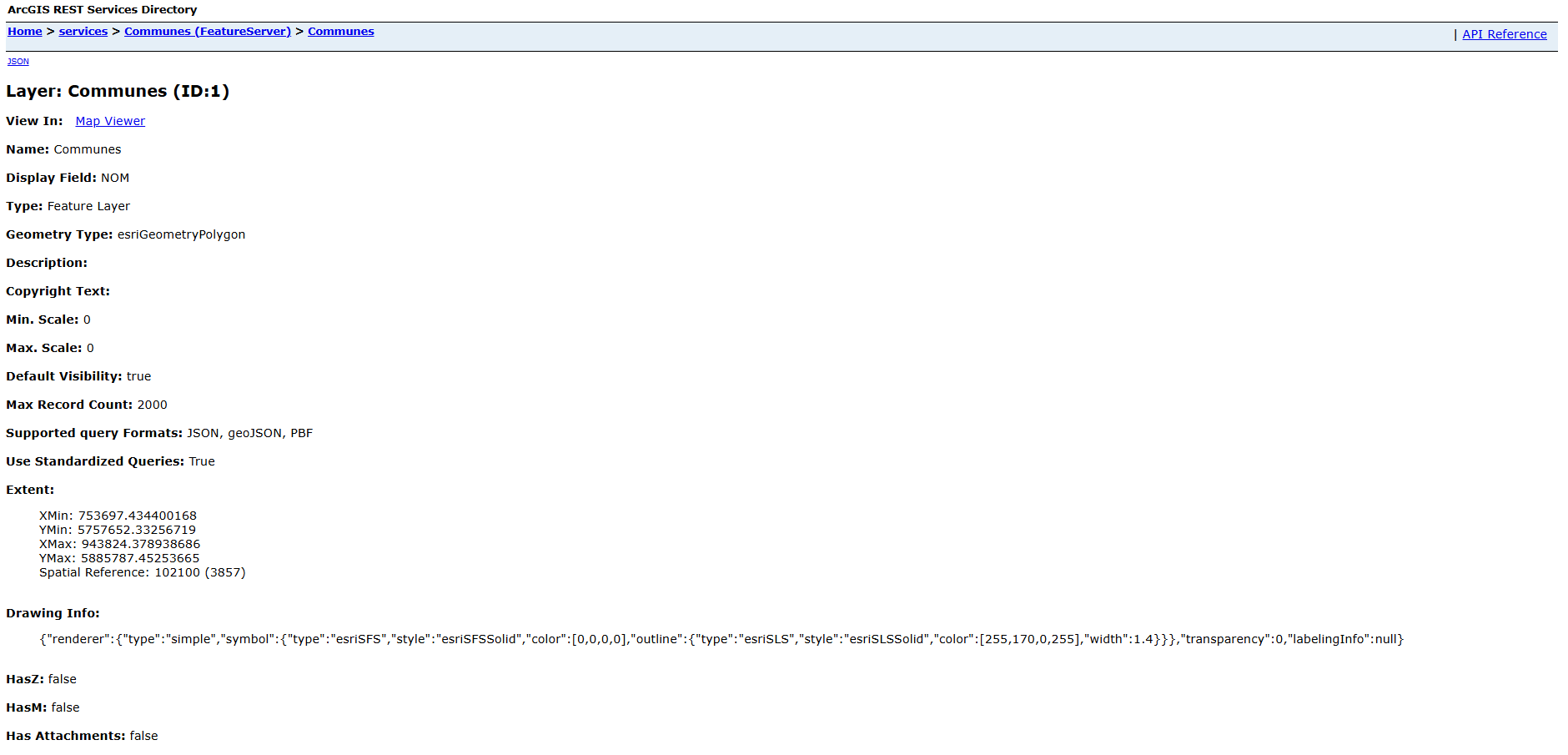 informations de la couche