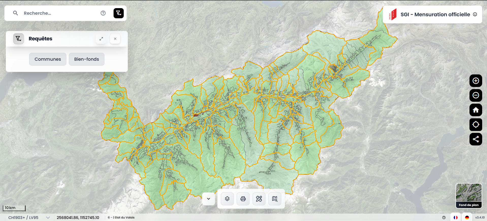 écran d’accueil du géoportail ccgeo